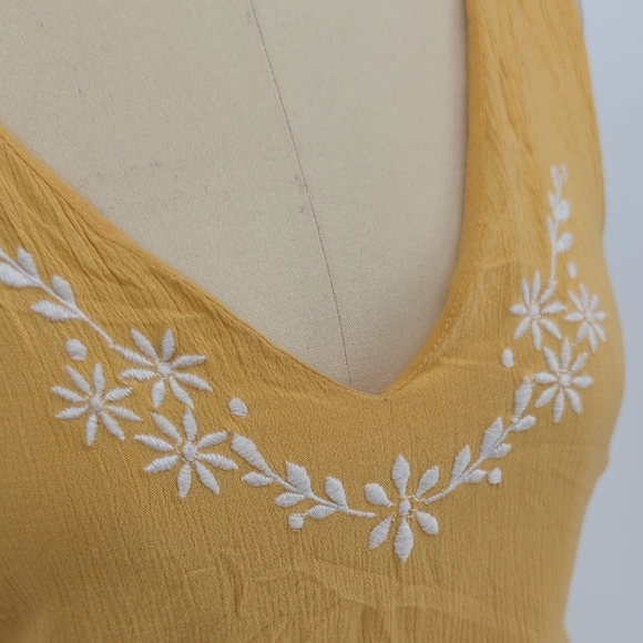 01386 Joie Embroidered Fringe A Line Midi Dress Yellow size 4 bohemian western - Picture 6 of 9